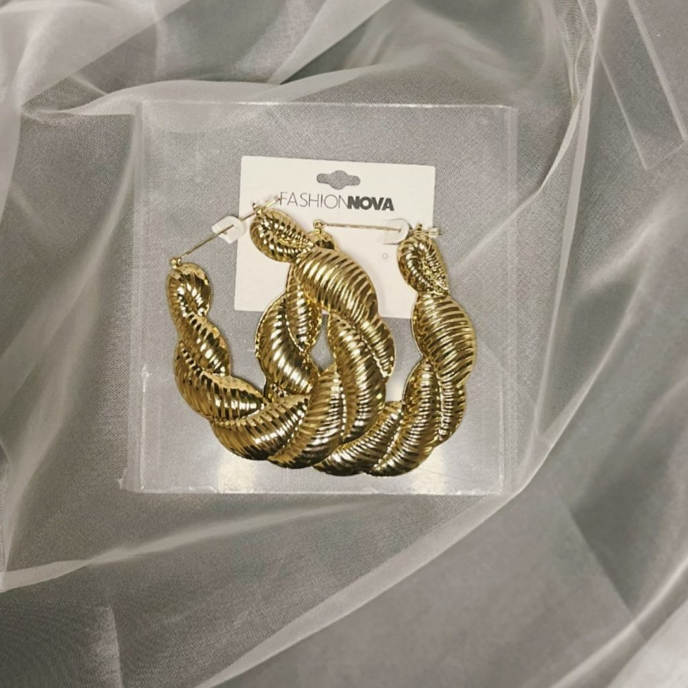 Gold Hoop Earrings - Fashion Nova - Big Earrings - Fashion Jewelry - Picture 5 of 6